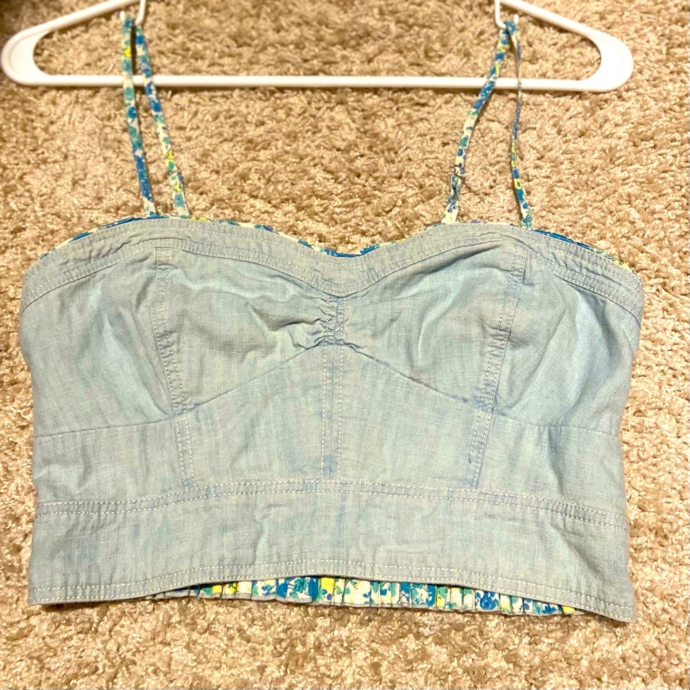 Jean & Floral Crop Top
